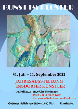 Plakat zur Ausstellung Ensdorfer Künstler im Kreuzgang Kloster Ensdorf August 2022