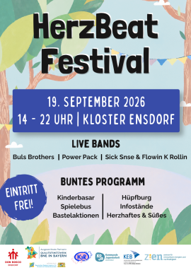 Plakat für das HerzBeat Festival im Kloster Ensdorf