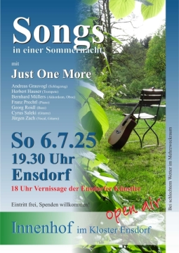 Songs in einer Sommernacht am 6.7.2025: Band "Just One More" spielt Songs großer Liedermacher im Innenhof des Klosters Ensdorf