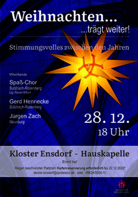 Plakat zum Weihnachtskonzert im Kloster Ensdorf am 28.12.2022