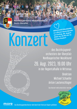 Konzert des Bezirksjugendorchesters der Oberpfalz am 25. und 26. August 2023